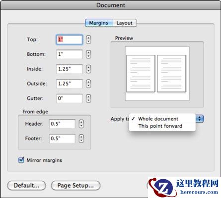 如何在Mac的Word 2011中设置页边距？
