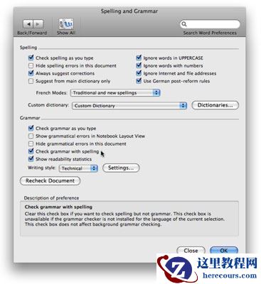 如何在Mac的Word中关闭拼写和语法检查？