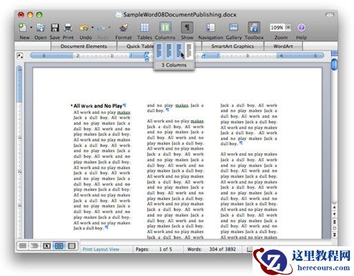 如何在Mac的Word 2008中创建列，列表和文本框?