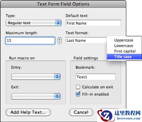 Mac的Word如何将文本输入表单字段插入文档