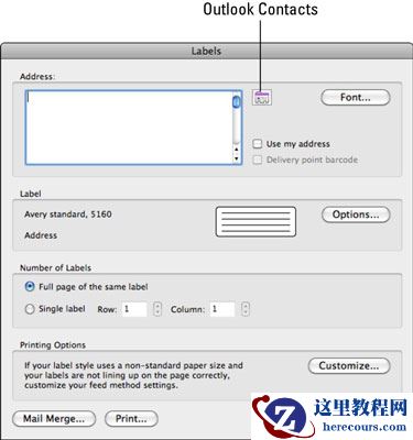 word如何为邮件合并创建相同的标签？