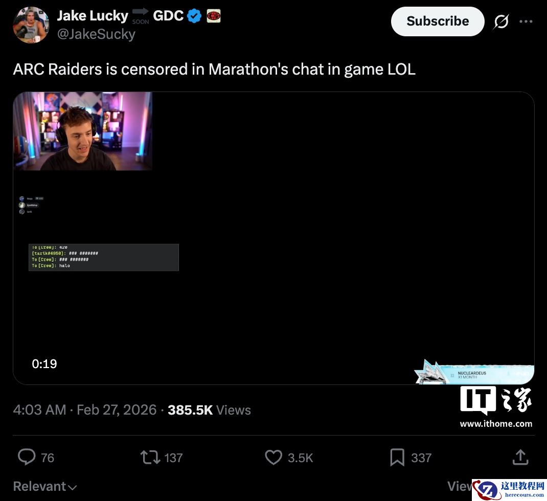 游戏《失落星船：马拉松》屏蔽“ARC Raiders”关键词引争议，开发商 Bungie 回应称已解除