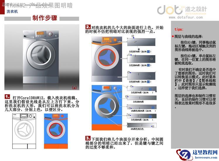 CorelDRAW工业产品绘画之洗衣机绘制过程