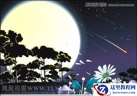 CorelDRAW绘制月圆之夜飞逝的流星教程