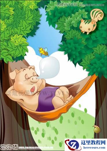 CorelDRAW绘制可爱的泡泡猪卡通插画