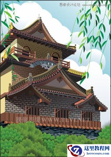 CorelDRAW绘制中国风古典建筑城楼教程