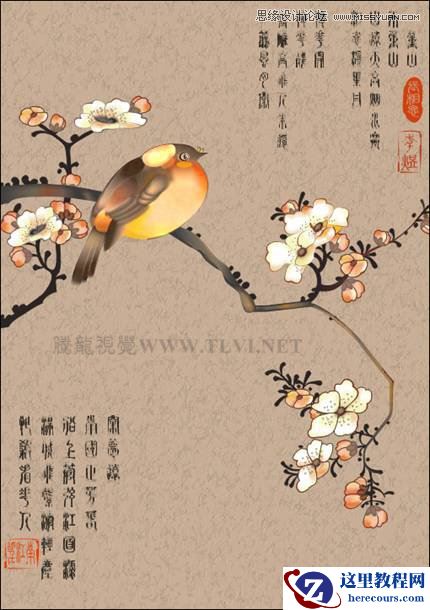 CorelDRAW实例教程：绘制中国风梅雀图教程