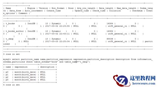 如何利用MySQL数据库命令创建和查看分区情况