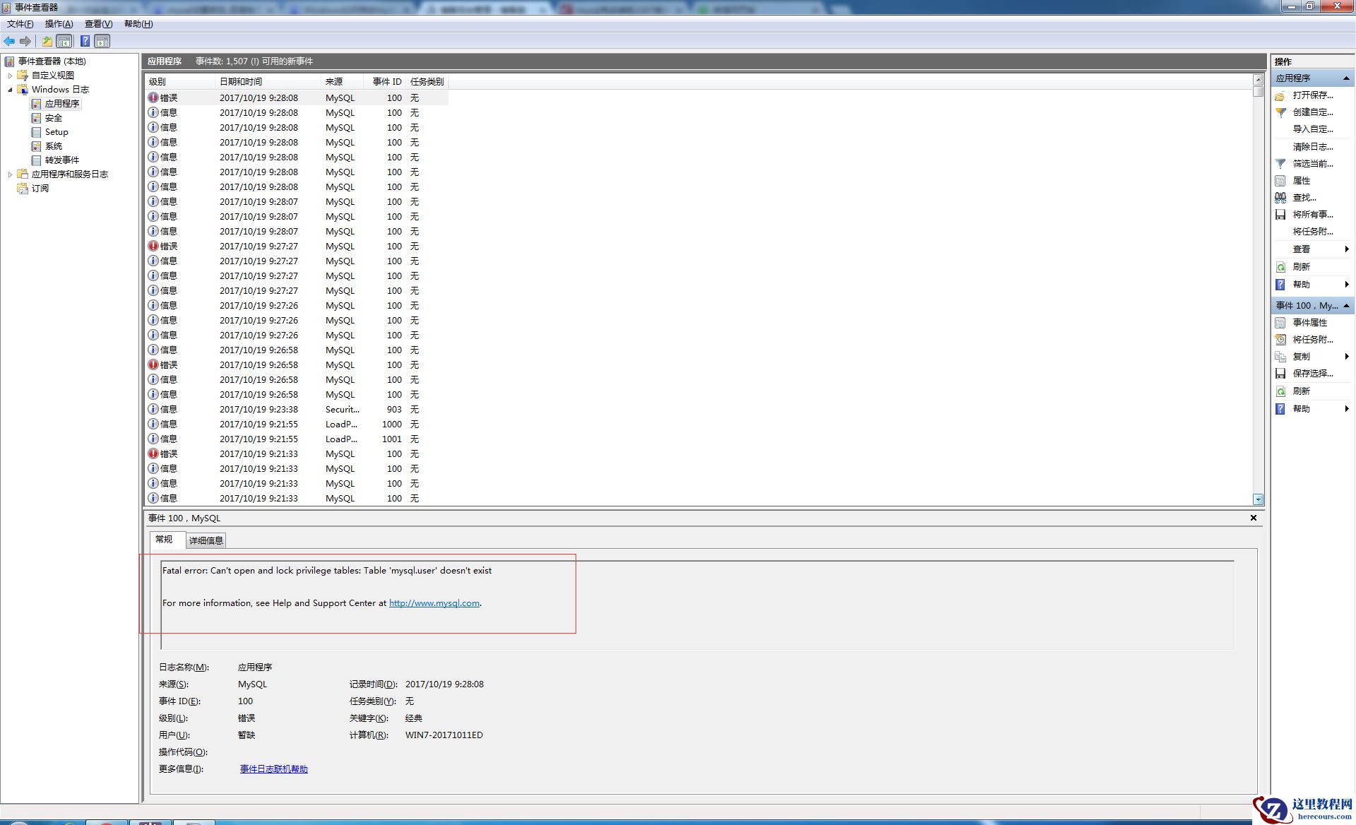 Windows下 Mysql启动报1067的解决方法
