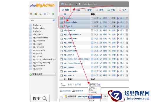 phpmyadmin怎么删除表