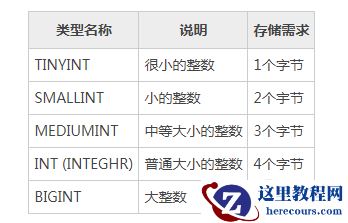 mysql的数字类型是什么？