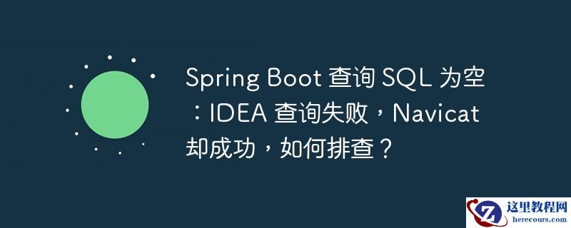Spring Boot 查询 SQL 为空：IDEA 查询失败，Navicat 却成功，如何排查？