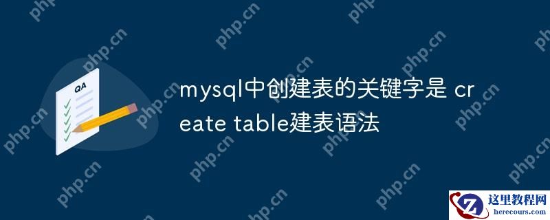 mysql中创建表的关键字是 create table建表语法