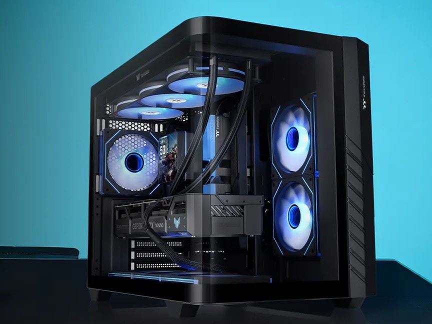 曜越上线 Vision 330 CR ARGB 机箱：曲面玻璃无柱侧透，中塔 ATX