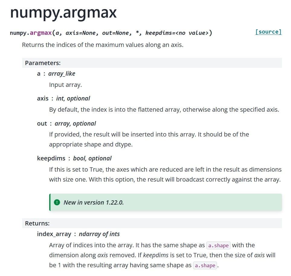 NumPyargmax()函数详解